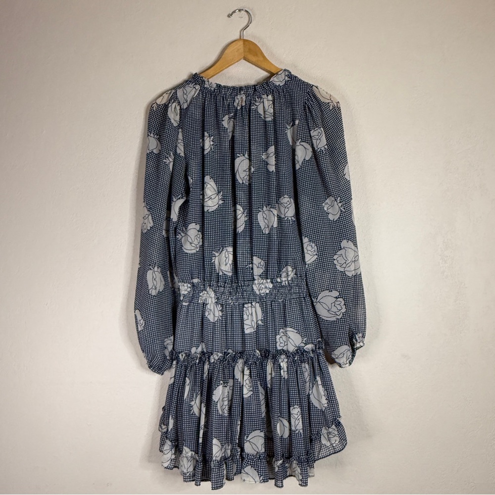 MISA LOS ANGELES white and navy blue checkered Duval mini dress EXTRA SMALL - Picture 6 of 8